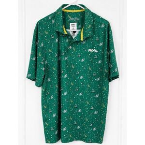 Old Row Golf Cart Polo Shirt 2XL Green Performance Stretch Golf Print NWT